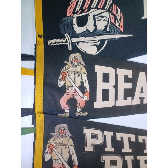 Vintage 1940s MLB Pittsburgh Pirates Baseball Pennant Collection Of 3 Rare Old - Picture 7 of 16